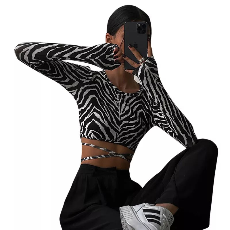 “Lil Baddie” Sexy Backless Long Sleeve Crop Top