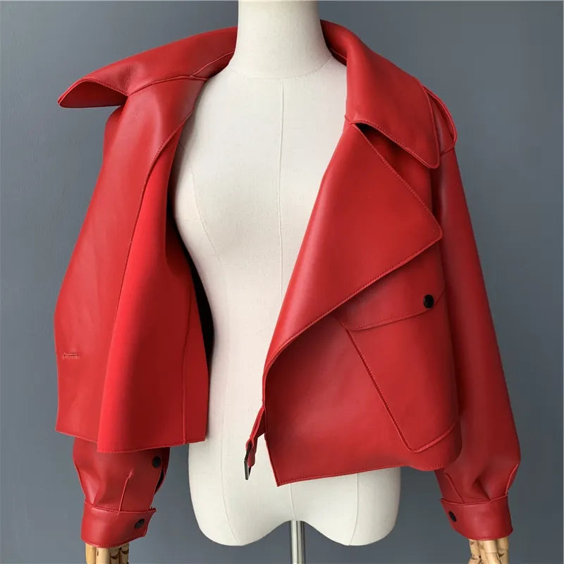 “Diamond” Women’s Sheepskin Designer Leather Jacket