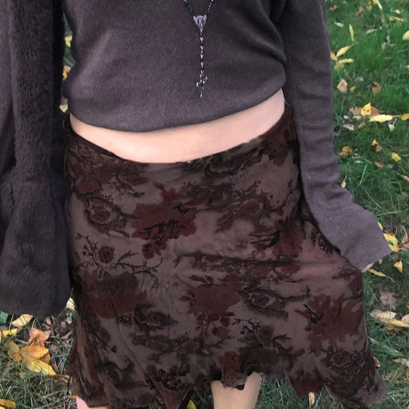 “Euro Grunge” Retro Striped Y2K Style Long Skirt
