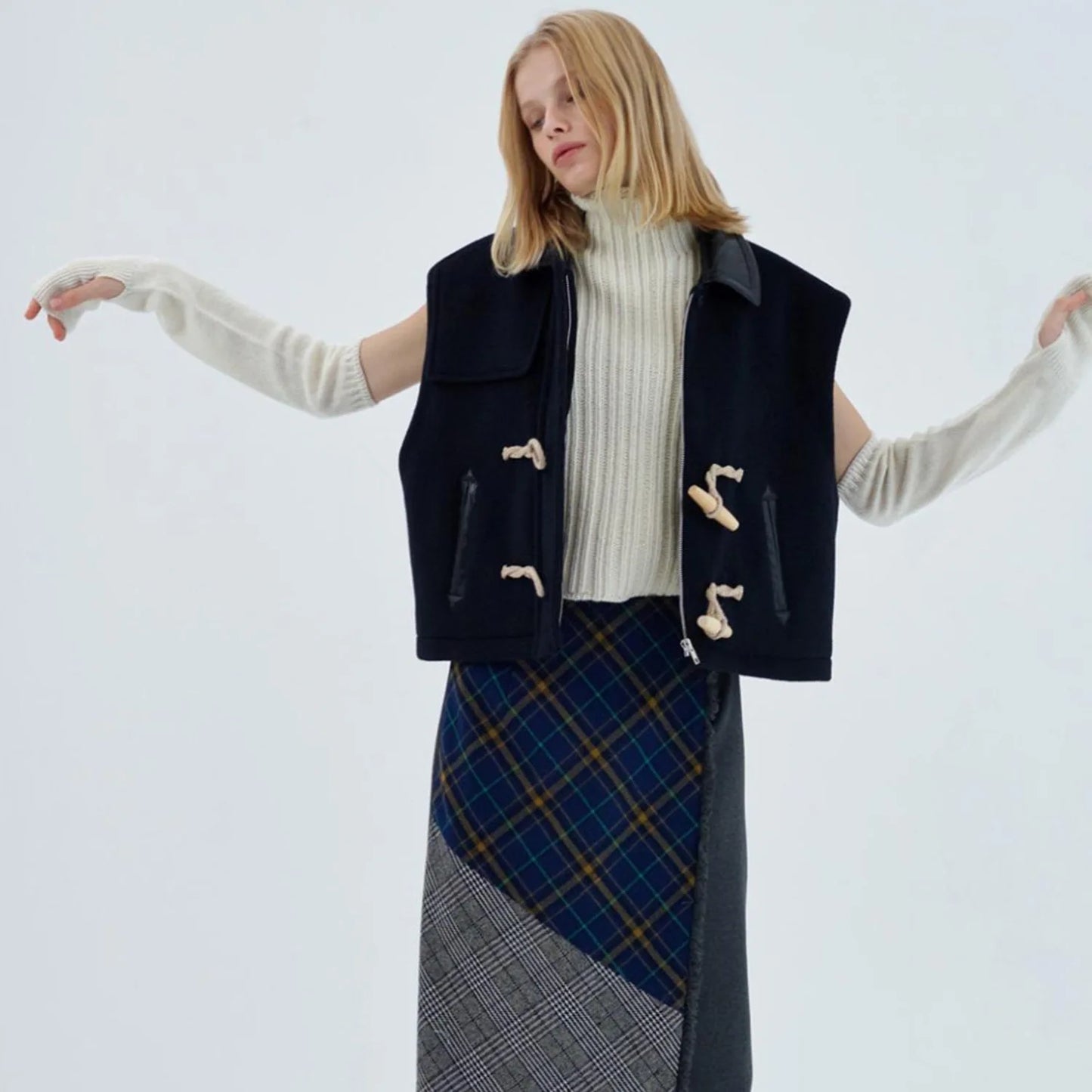 ”High Hopes” Vintage Long Sleeve Y2K Style Knitted Turtleneck Sweater Vest