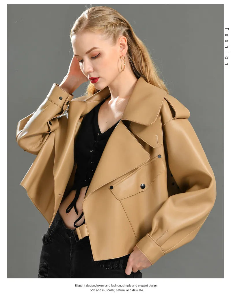 “Diamond” Women’s Sheepskin Designer Leather Jacket