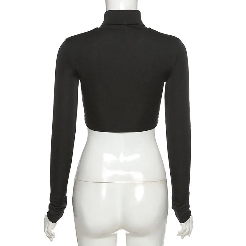 “Jolie” Women’s Basic Casual Long Sleeve Turtleneck Crop Top