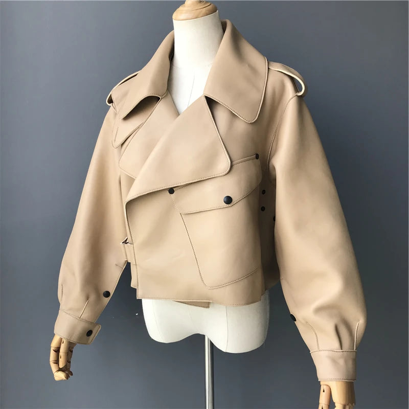 “Diamond” Women’s Sheepskin Designer Leather Jacket