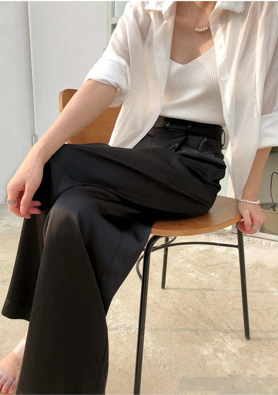 “Sway” Women’s Elegant High Waist Wide Leg Silk Pants