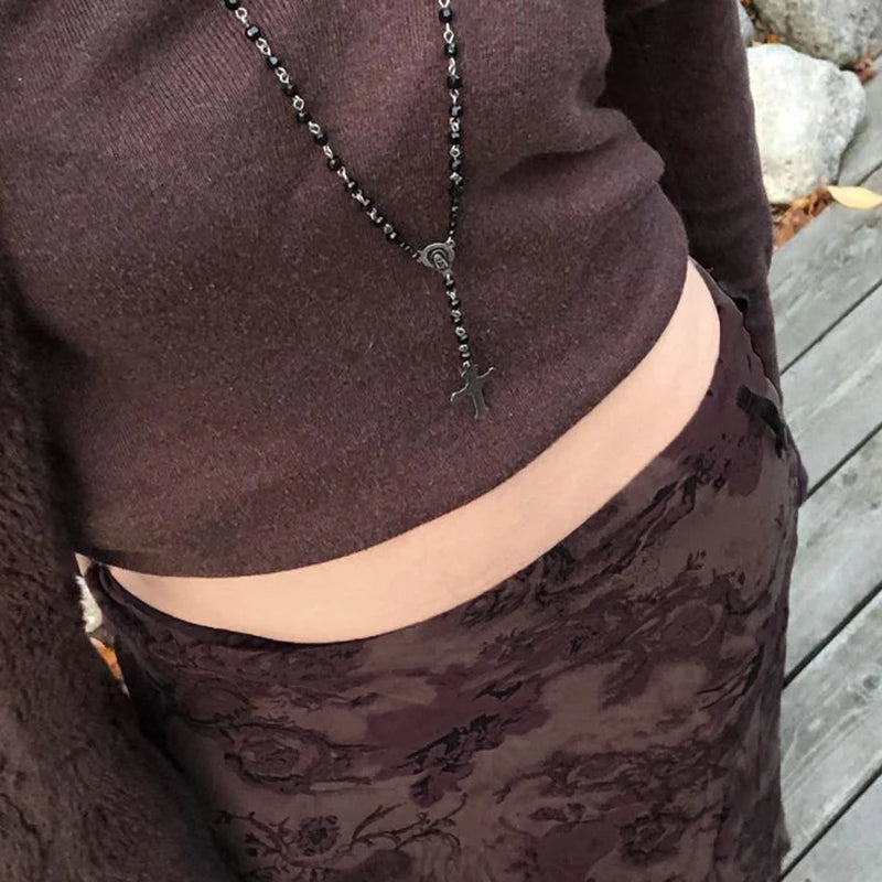 “Euro Grunge” Retro Striped Y2K Style Long Skirt