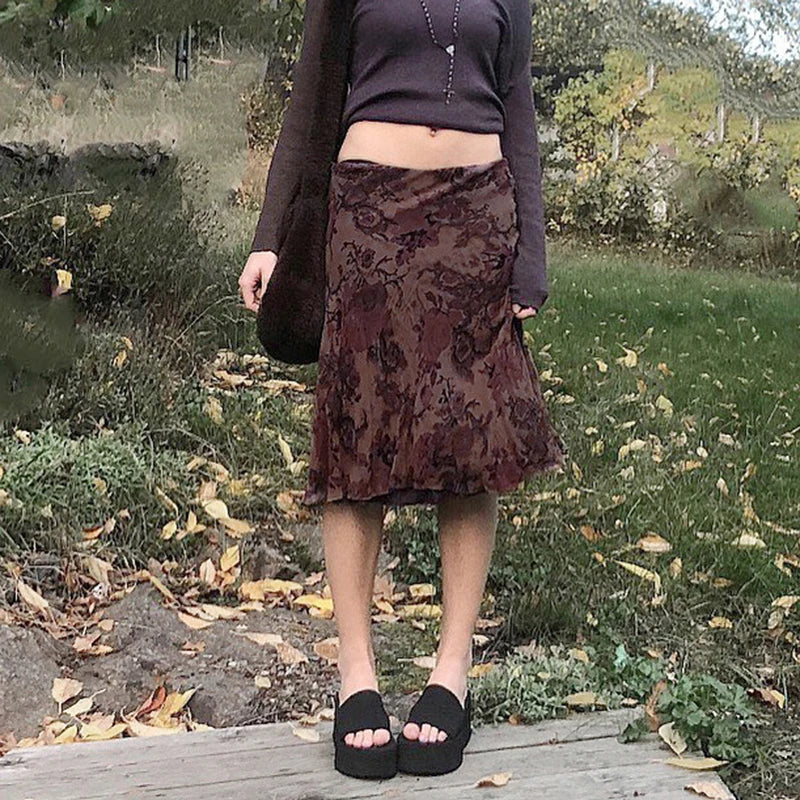 “Euro Grunge” Retro Striped Y2K Style Long Skirt