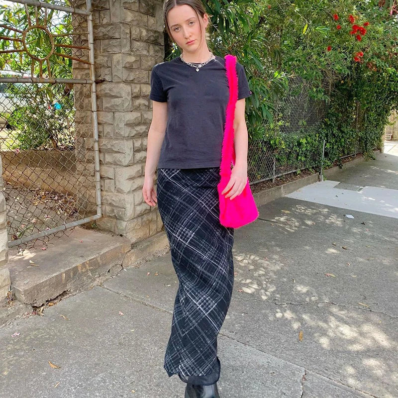 “Euro Grunge” Retro Striped Y2K Style Long Skirt