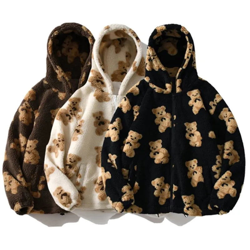 “Love Lace” Women’s Heart-shaped Harajuku Print Plush Hoodie