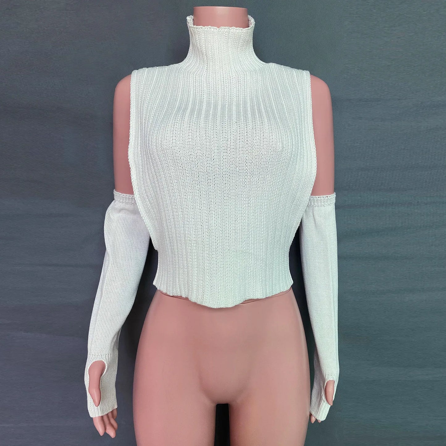 ”High Hopes” Vintage Long Sleeve Y2K Style Knitted Turtleneck Sweater Vest