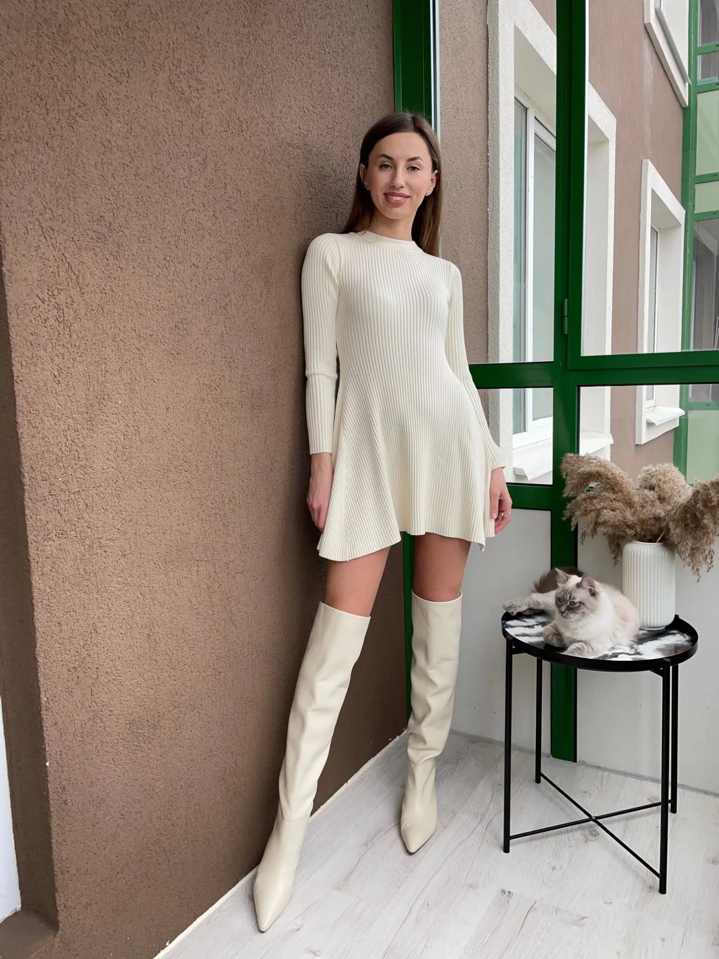 ”Eurocentric Beauty” Elegant Chic Slim Knitted Mini Dress