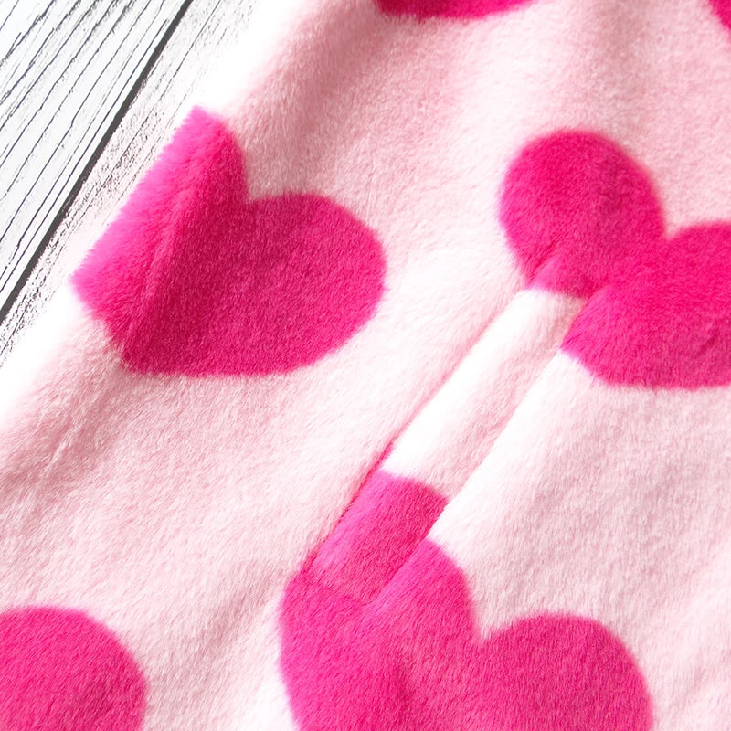 “Love Lace” Women’s Heart-shaped Harajuku Print Plush Hoodie
