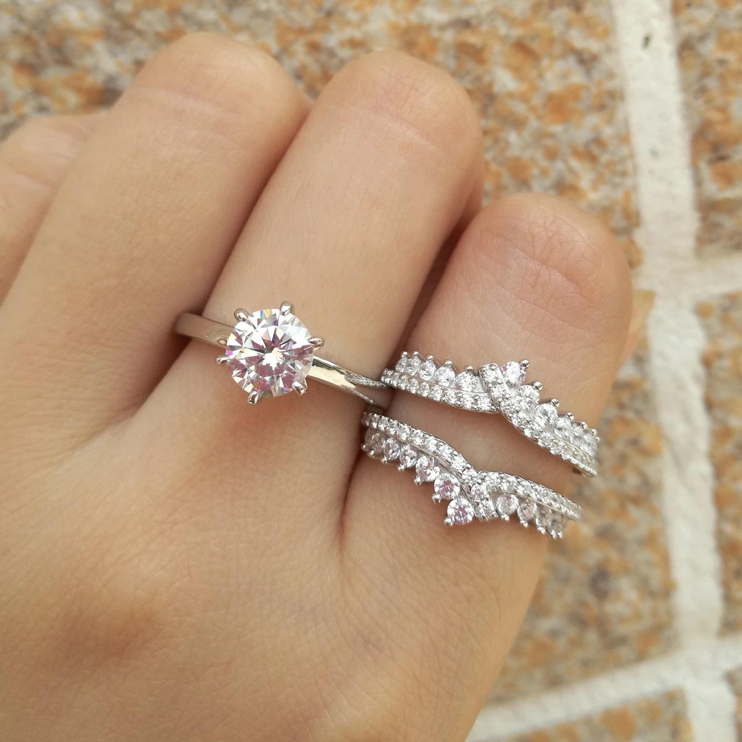 “Royalty” Sterling Silver Detachable 2 Piece Engagement Ring