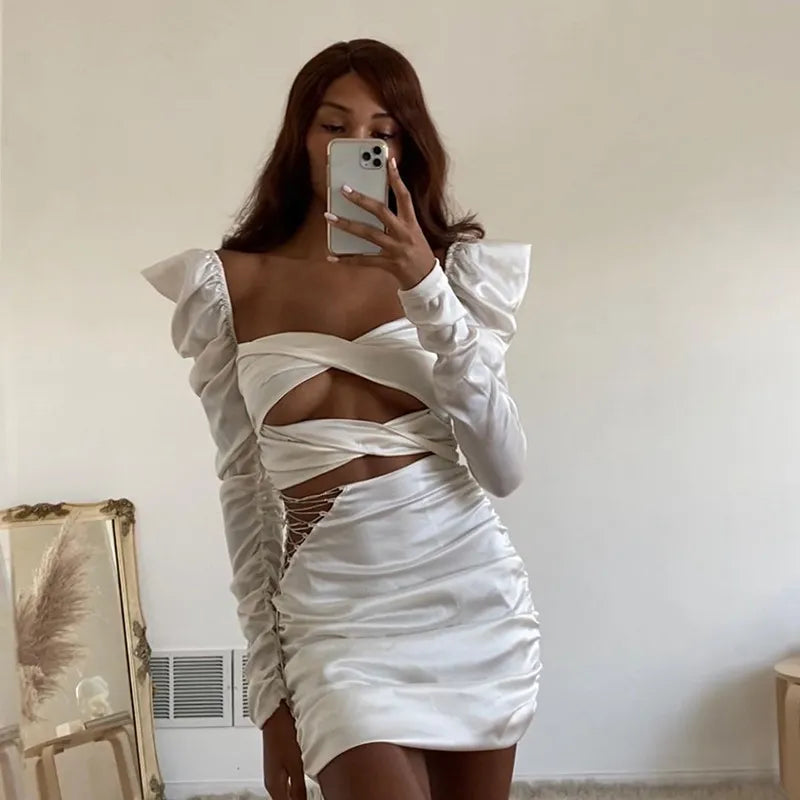 “Crystallized” Sexy Diamond Studded Lace Up Bodycon Party Dress