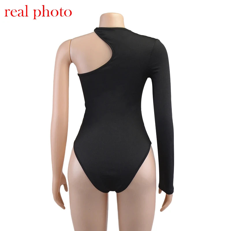 "One Time" Sexy One Shoulder Backless Bodysuit