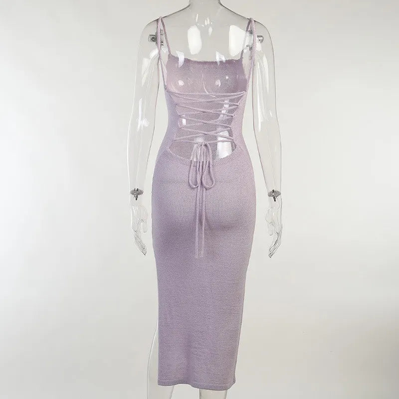 "Sequins" Sexy Lace Up Backless Party Dress