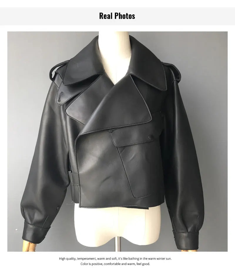 “Diamond” Women’s Sheepskin Designer Leather Jacket