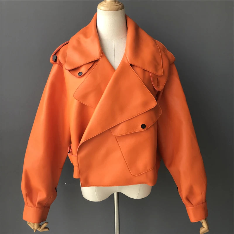 “Diamond” Women’s Sheepskin Designer Leather Jacket