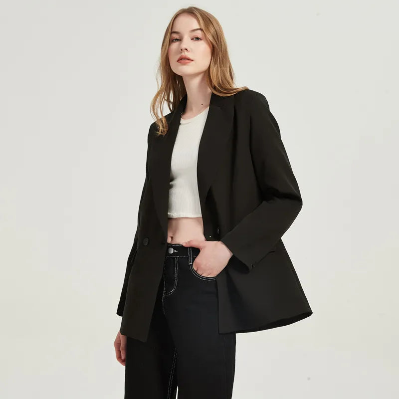 “I’m So Sly” Women’s Solid Double-Breasted Blazer
