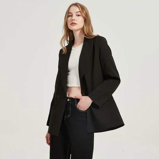 “I’m So Sly” Women’s Solid Double-Breasted Blazer
