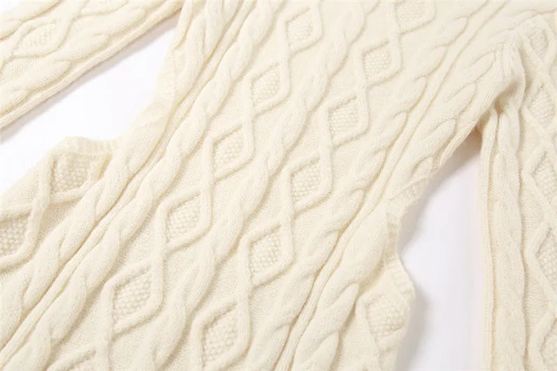 "Keep Me Interested" Knitted Backless Long Sleeve Mini Dress