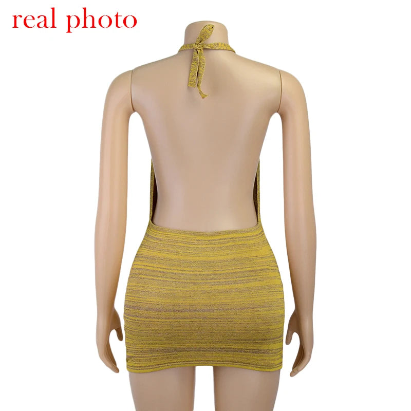 ”Prettiest Problem” Sexy Knitted Backless Bodycon Mini Dress