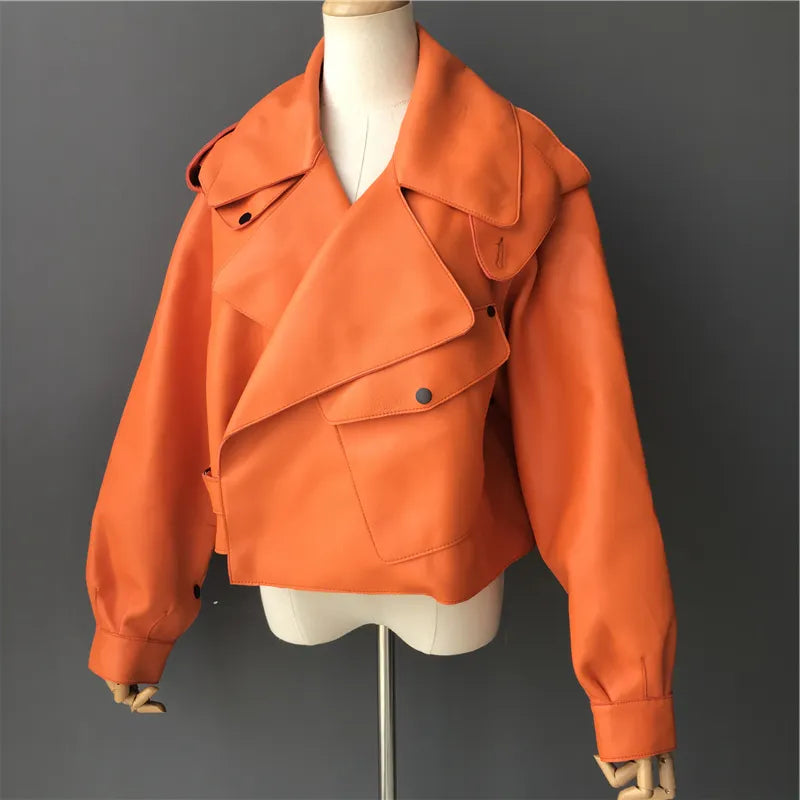 “Diamond” Women’s Sheepskin Designer Leather Jacket