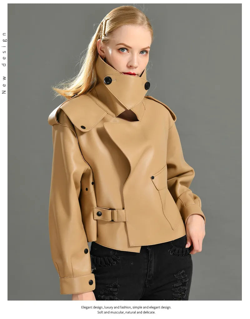 “Diamond” Women’s Sheepskin Designer Leather Jacket