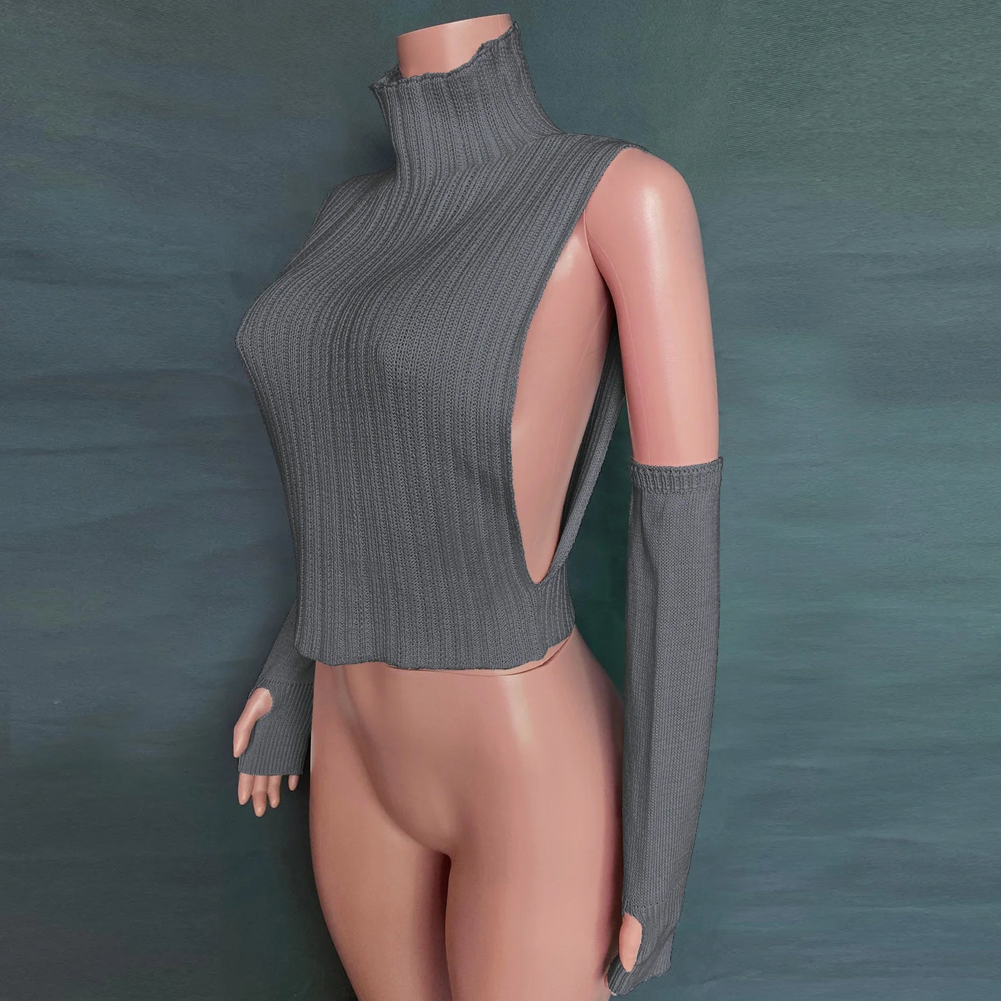 ”High Hopes” Vintage Long Sleeve Y2K Style Knitted Turtleneck Sweater Vest
