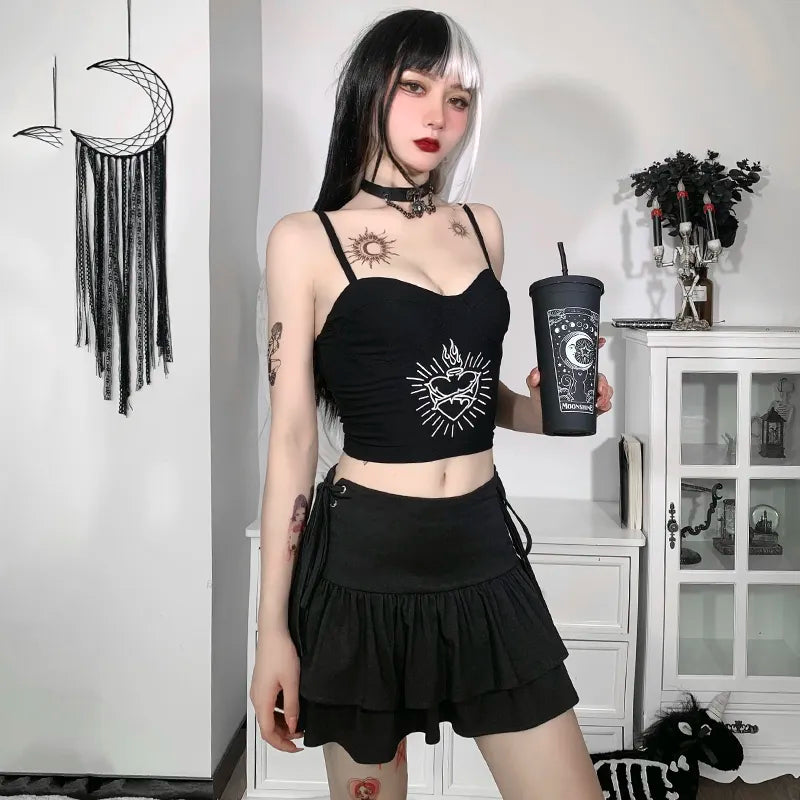"I'm Not Lovely" High Waist Gothic Y2K Style Mini Skirt