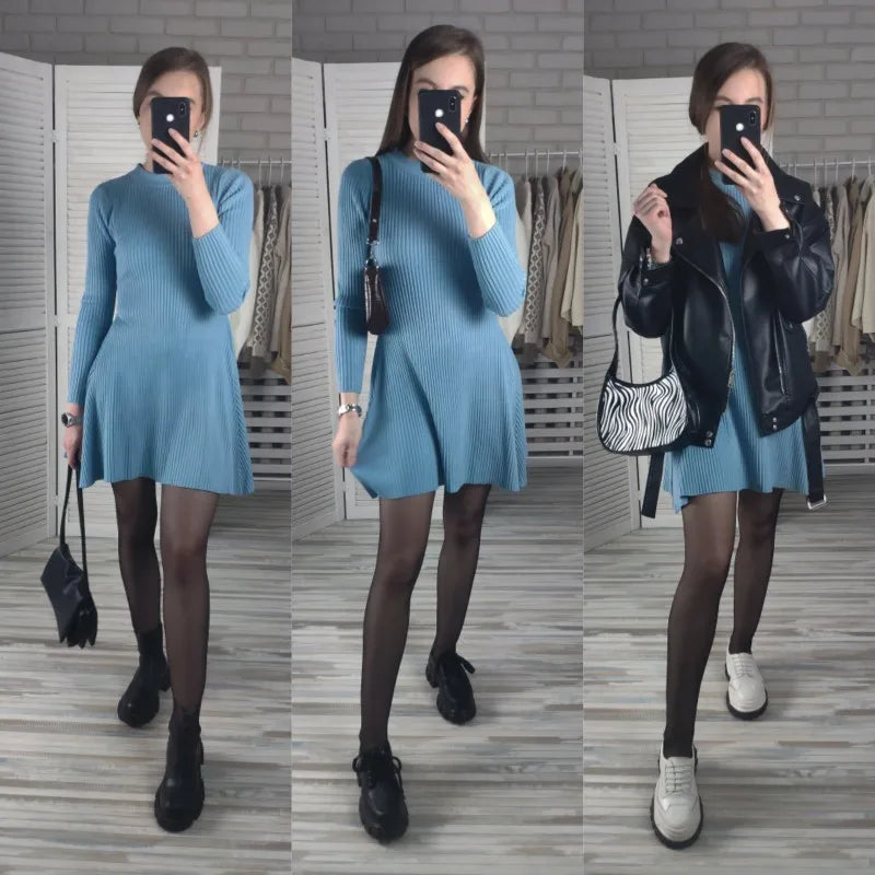 ”Eurocentric Beauty” Elegant Chic Slim Knitted Mini Dress