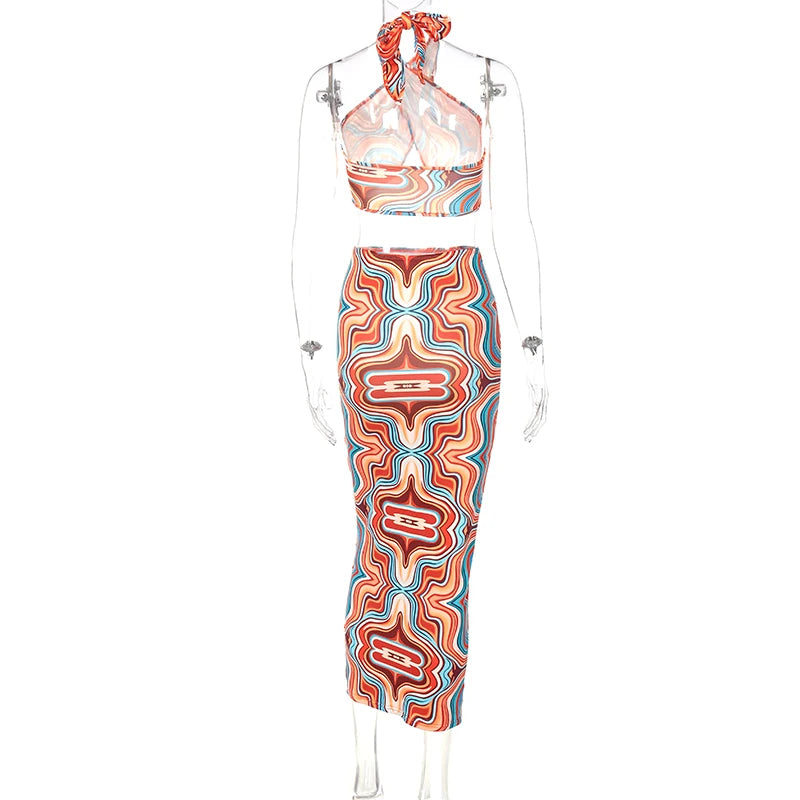 "Don't Worry About Me" Sexy Tie Dye 2 Piece Bodycon Outfit Set