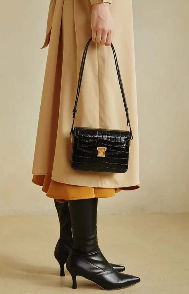 "Last Few Months" Retro Crocodile Leather Handbag