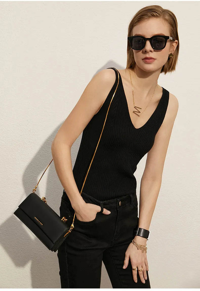 ”Daytime In Milan” Women’s Sexy V-Neck Minimalistic Camis Top