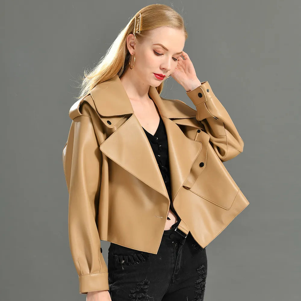 “Diamond” Women’s Sheepskin Designer Leather Jacket