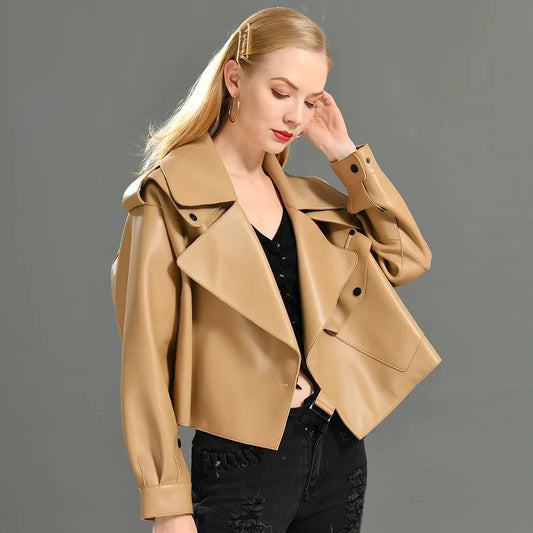 “Diamond” Women’s Sheepskin Designer Leather Jacket