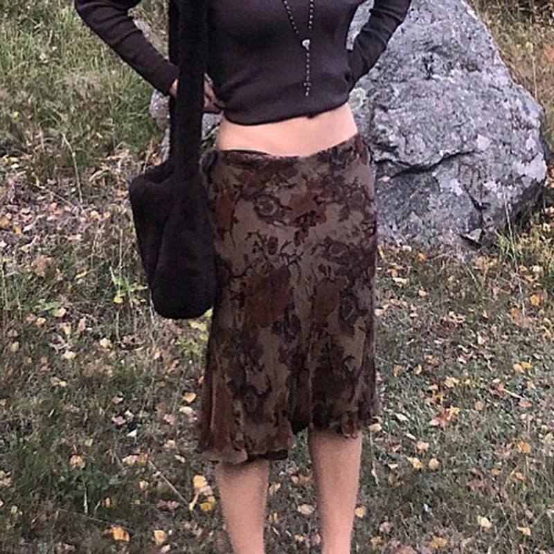 “Euro Grunge” Retro Striped Y2K Style Long Skirt