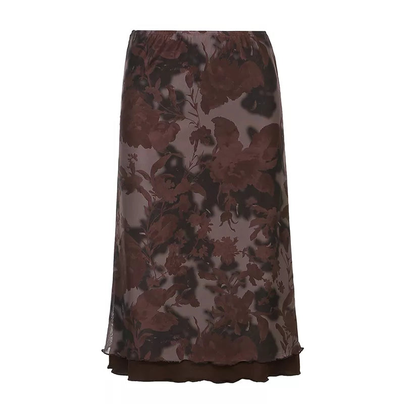 “Euro Grunge” Retro Striped Y2K Style Long Skirt