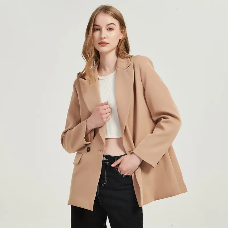 “I’m So Sly” Women’s Solid Double-Breasted Blazer
