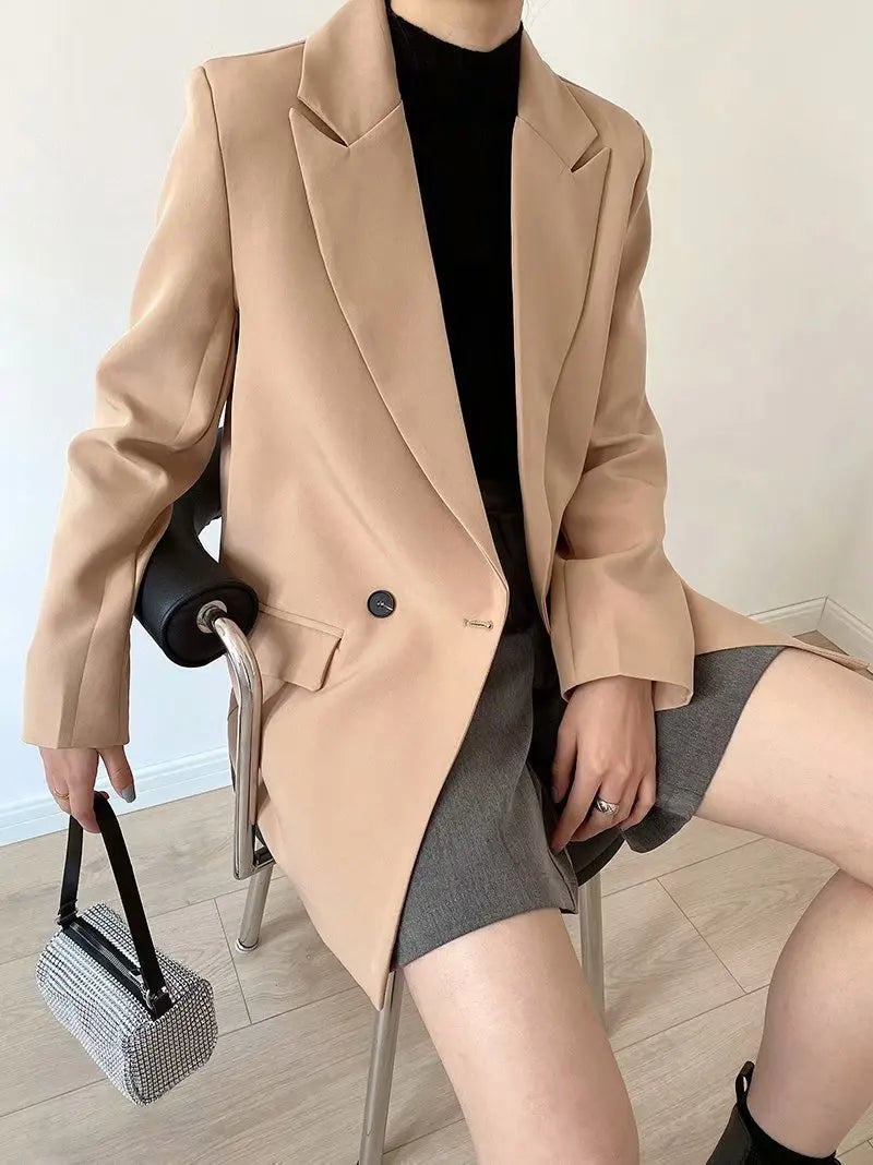 “I’m So Sly” Women’s Solid Double-Breasted Blazer