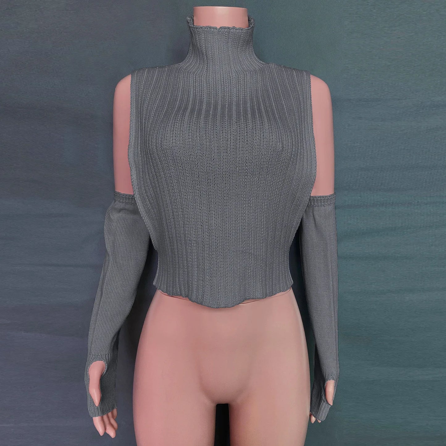 ”High Hopes” Vintage Long Sleeve Y2K Style Knitted Turtleneck Sweater Vest