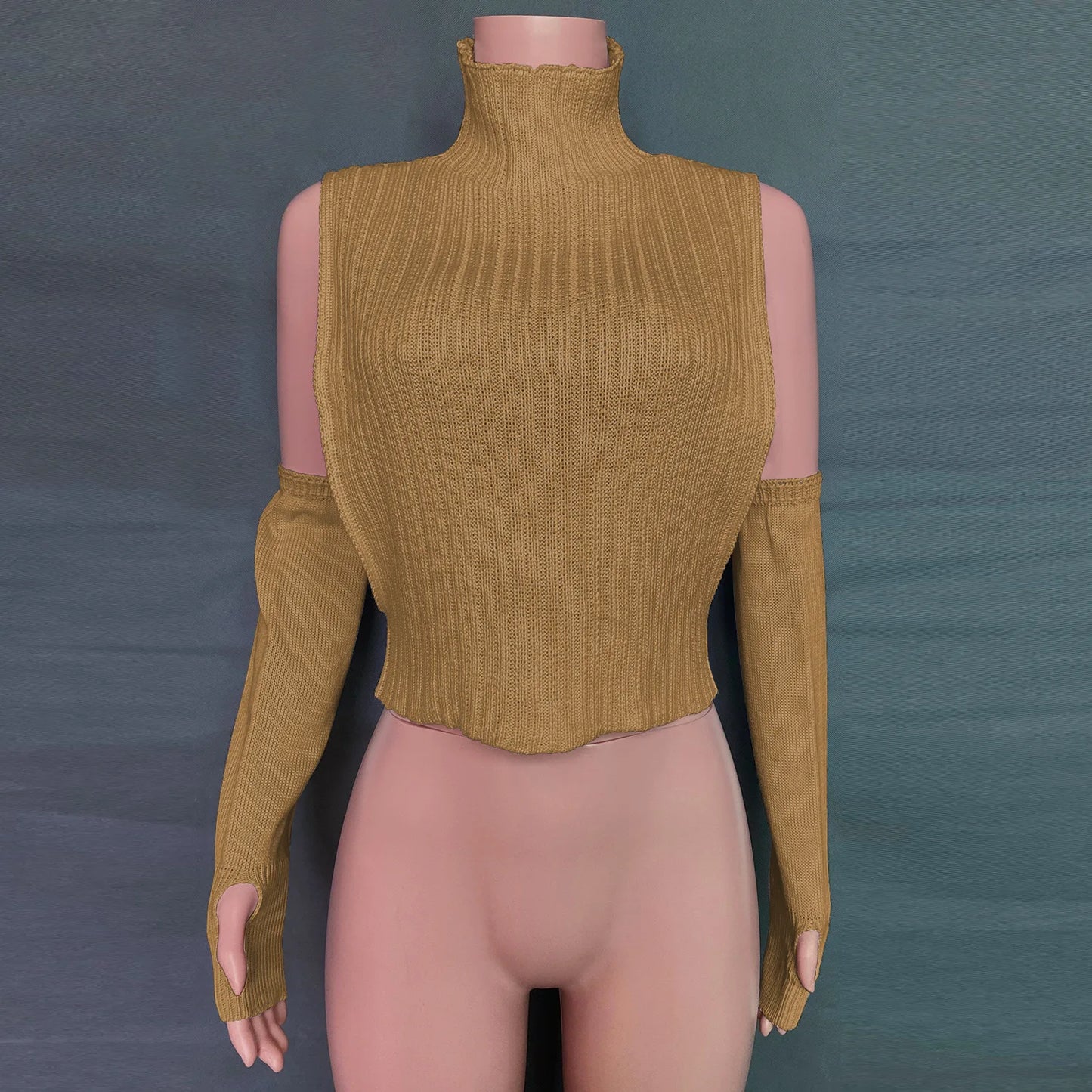 ”High Hopes” Vintage Long Sleeve Y2K Style Knitted Turtleneck Sweater Vest