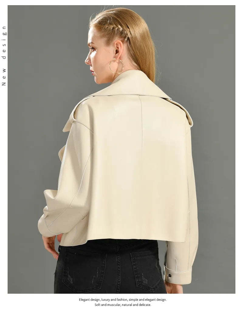 “Diamond” Women’s Sheepskin Designer Leather Jacket