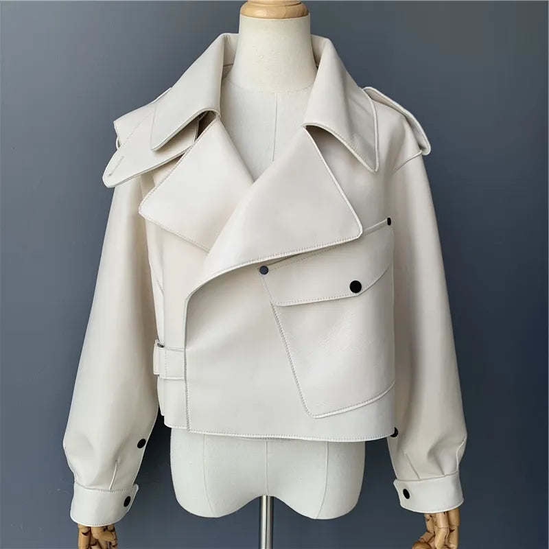 “Diamond” Women’s Sheepskin Designer Leather Jacket