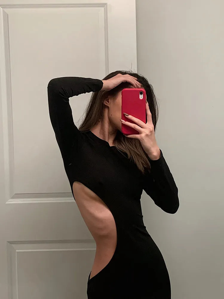 “On The House” Elegant Cut Out Long Sleeve Cocktail Dress