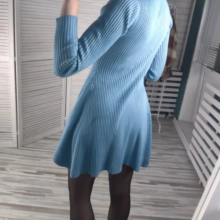”Eurocentric Beauty” Elegant Chic Slim Knitted Mini Dress