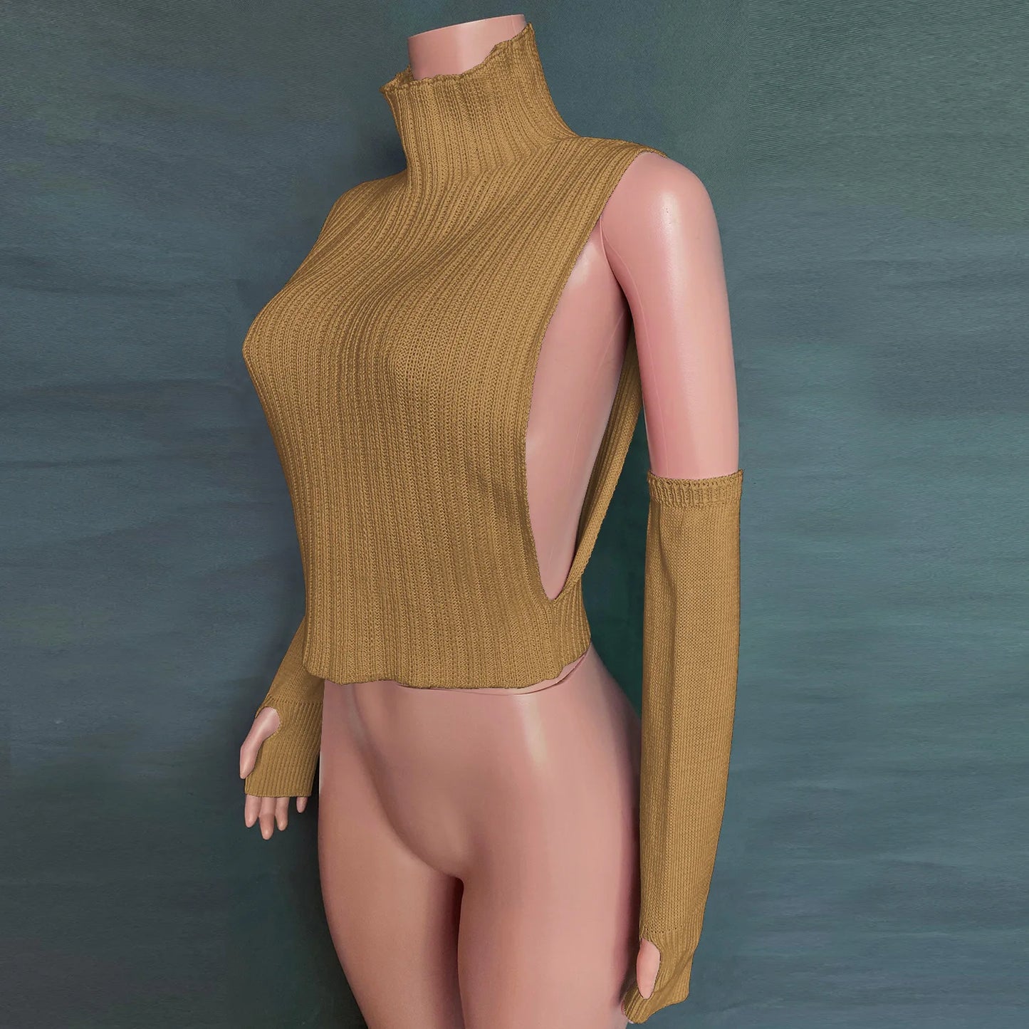 ”High Hopes” Vintage Long Sleeve Y2K Style Knitted Turtleneck Sweater Vest