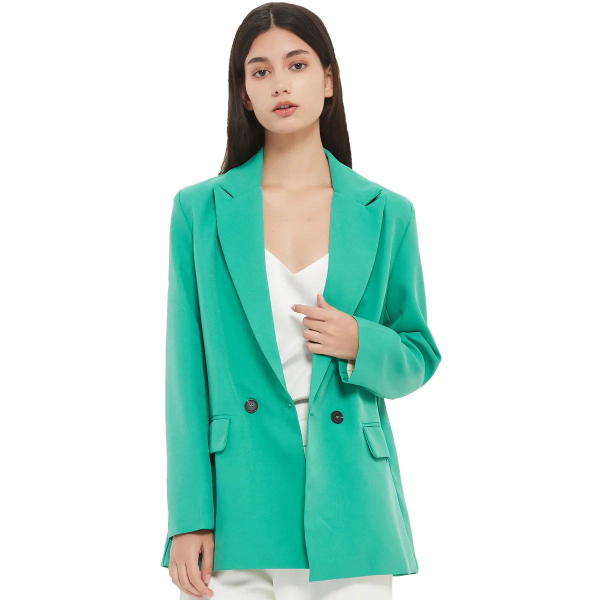 “I’m So Sly” Women’s Solid Double-Breasted Blazer