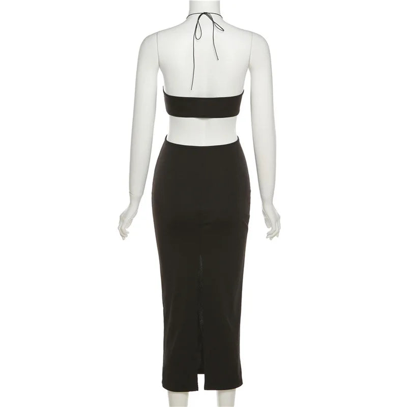 “Ms. Irresistible” Backless Spaghetti Strap Bodycon Halter Dress