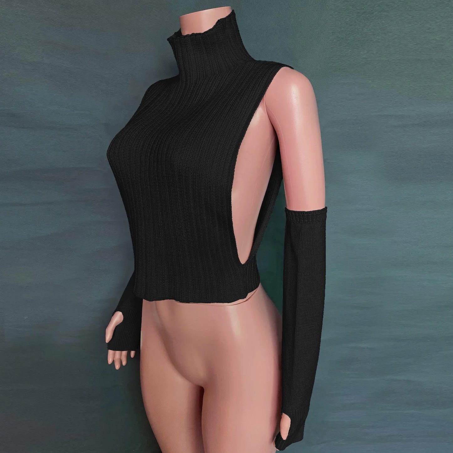 ”High Hopes” Vintage Long Sleeve Y2K Style Knitted Turtleneck Sweater Vest
