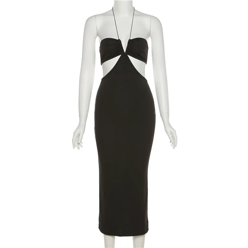 “Ms. Irresistible” Backless Spaghetti Strap Bodycon Halter Dress